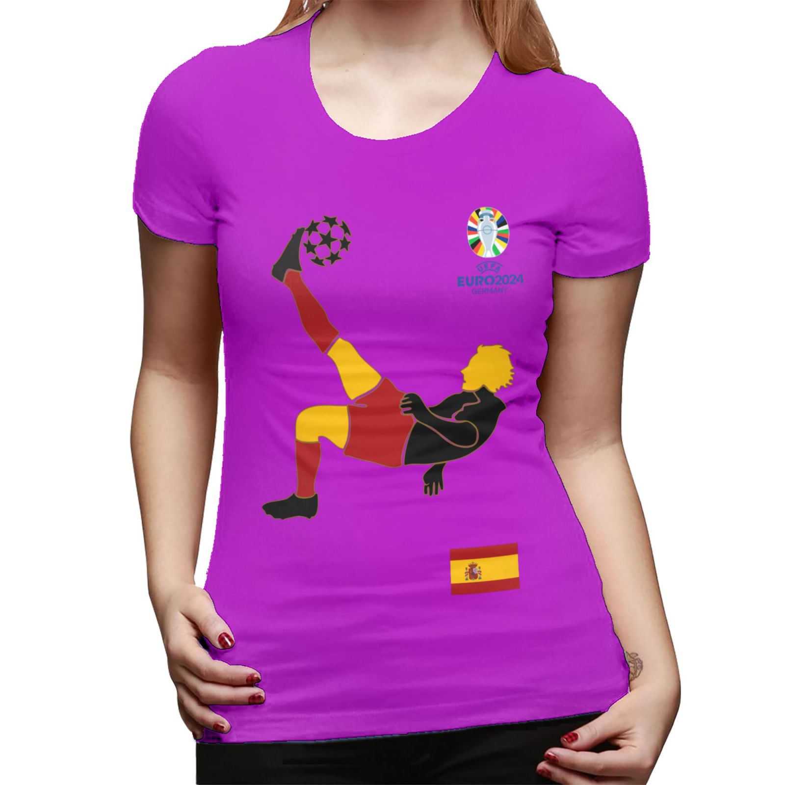 Women's Spain EURO 2024 Basic Short Sleeve T-Shirt WBT1725