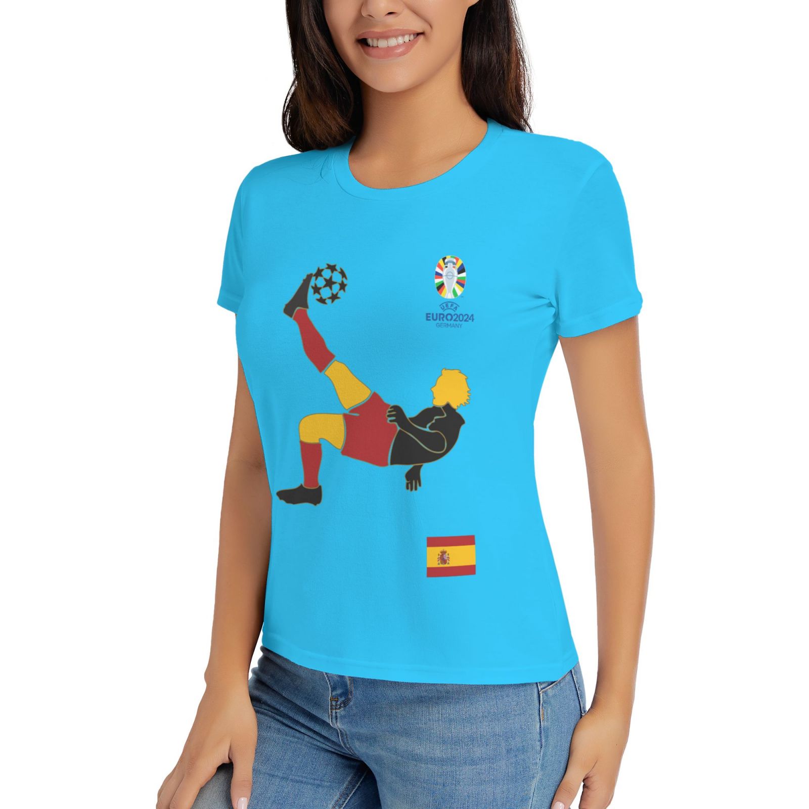 Women's Spain EURO 2024 Basic Short Sleeve T-Shirt WBT1725