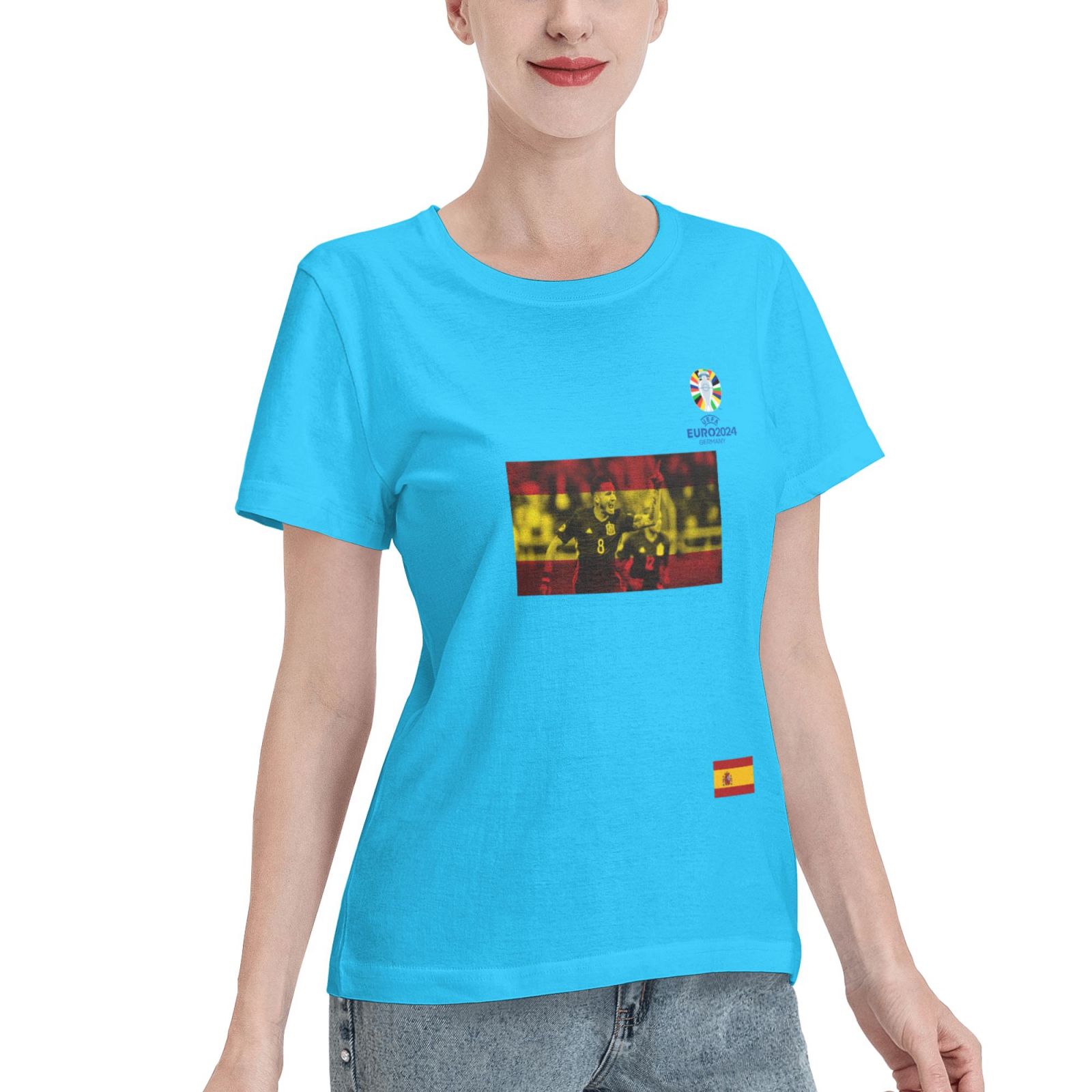 Women's Spain EURO 2024 Basic Short Sleeve T-Shirt WBT1740