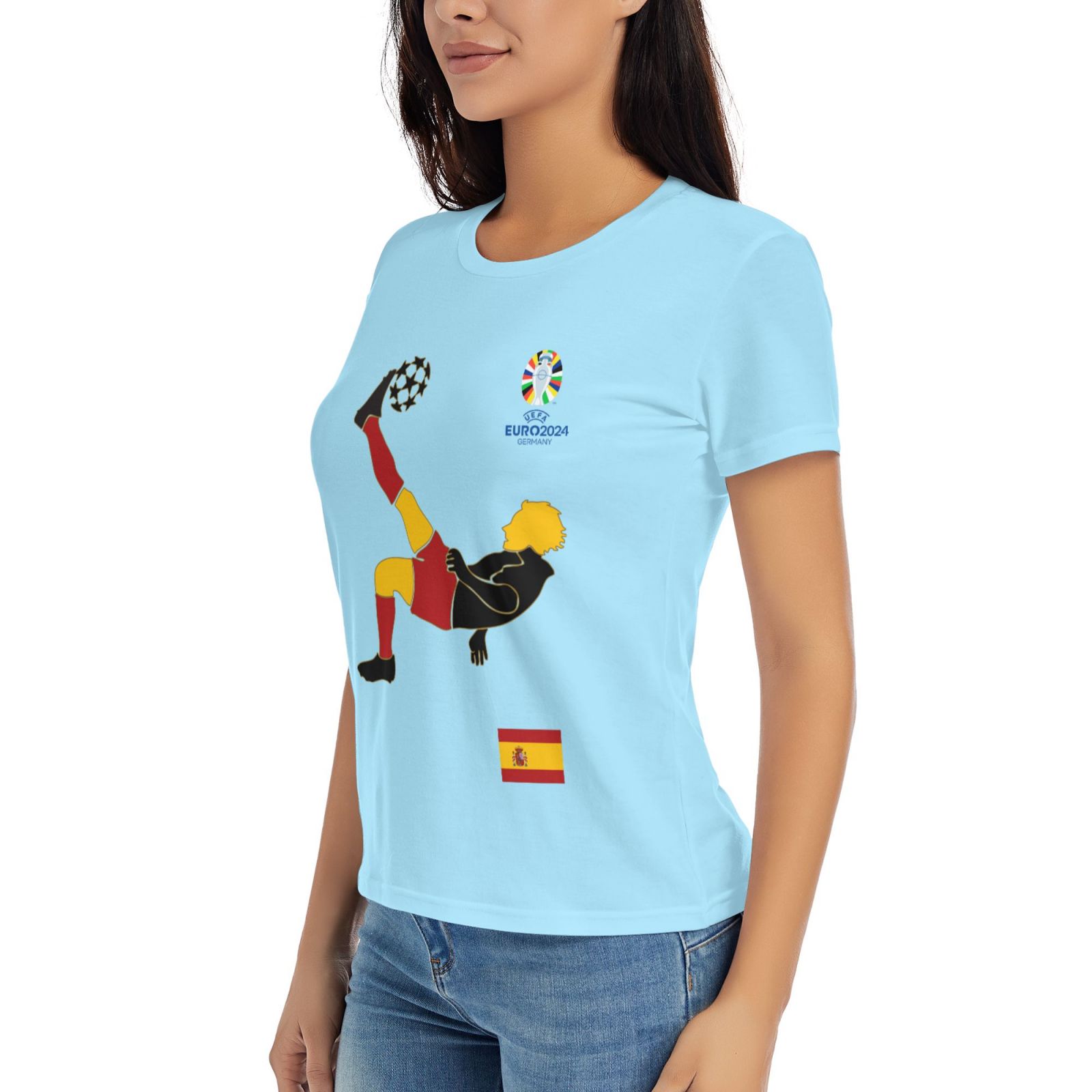 Women's Spain EURO 2024 Basic Short Sleeve T-Shirt WBT1725