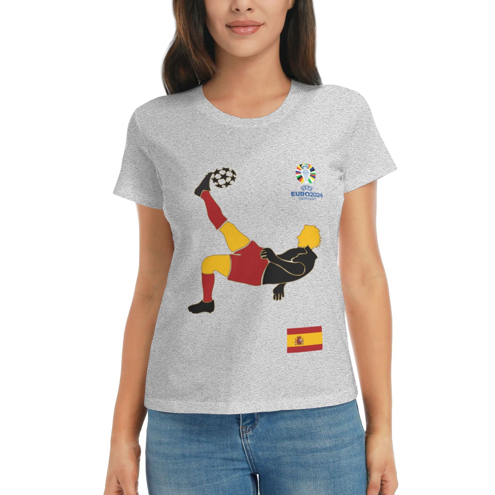 Women's Spain EURO 2024 Basic Short Sleeve T-Shirt WBT1725