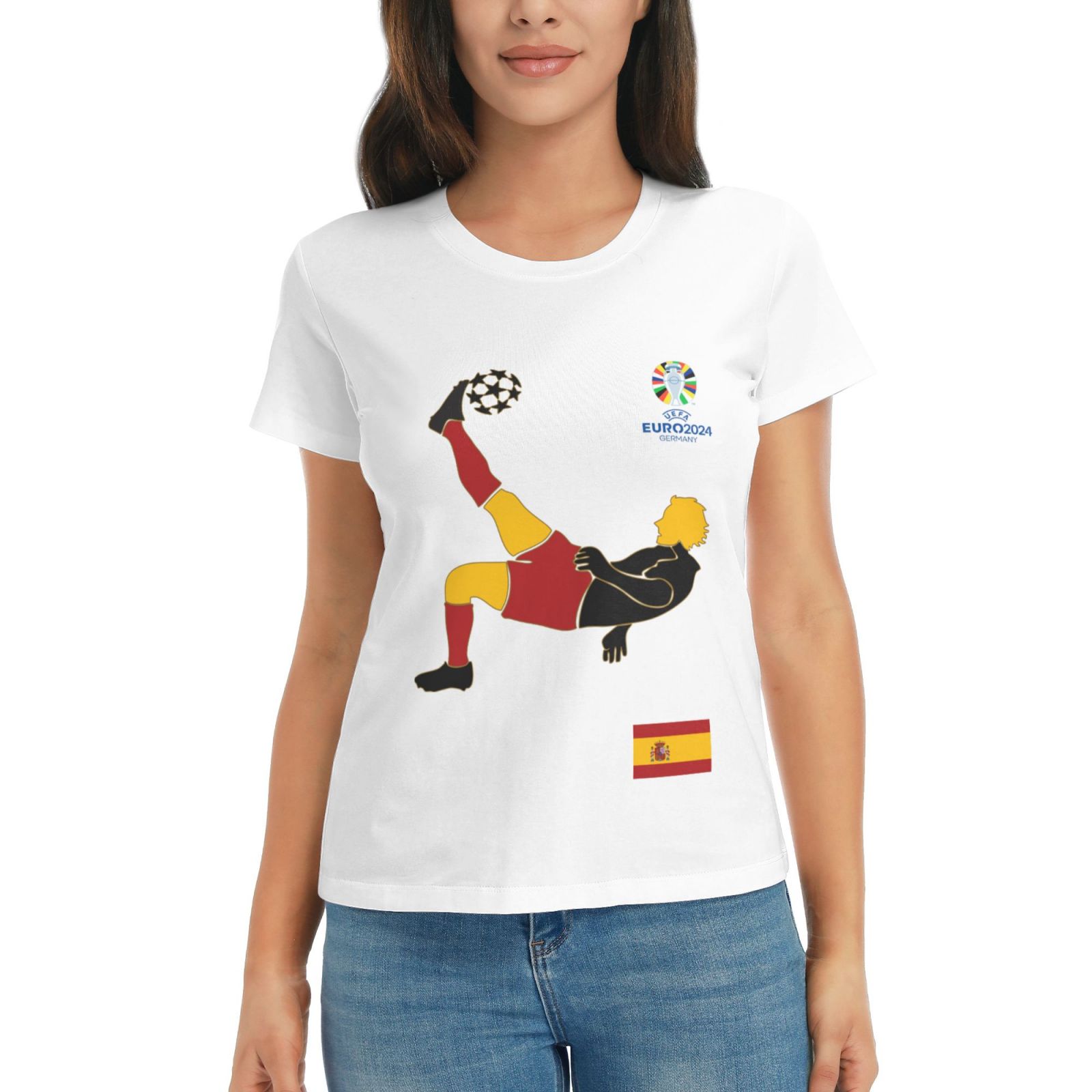 Women's Spain EURO 2024 Basic Short Sleeve T-Shirt WBT1725