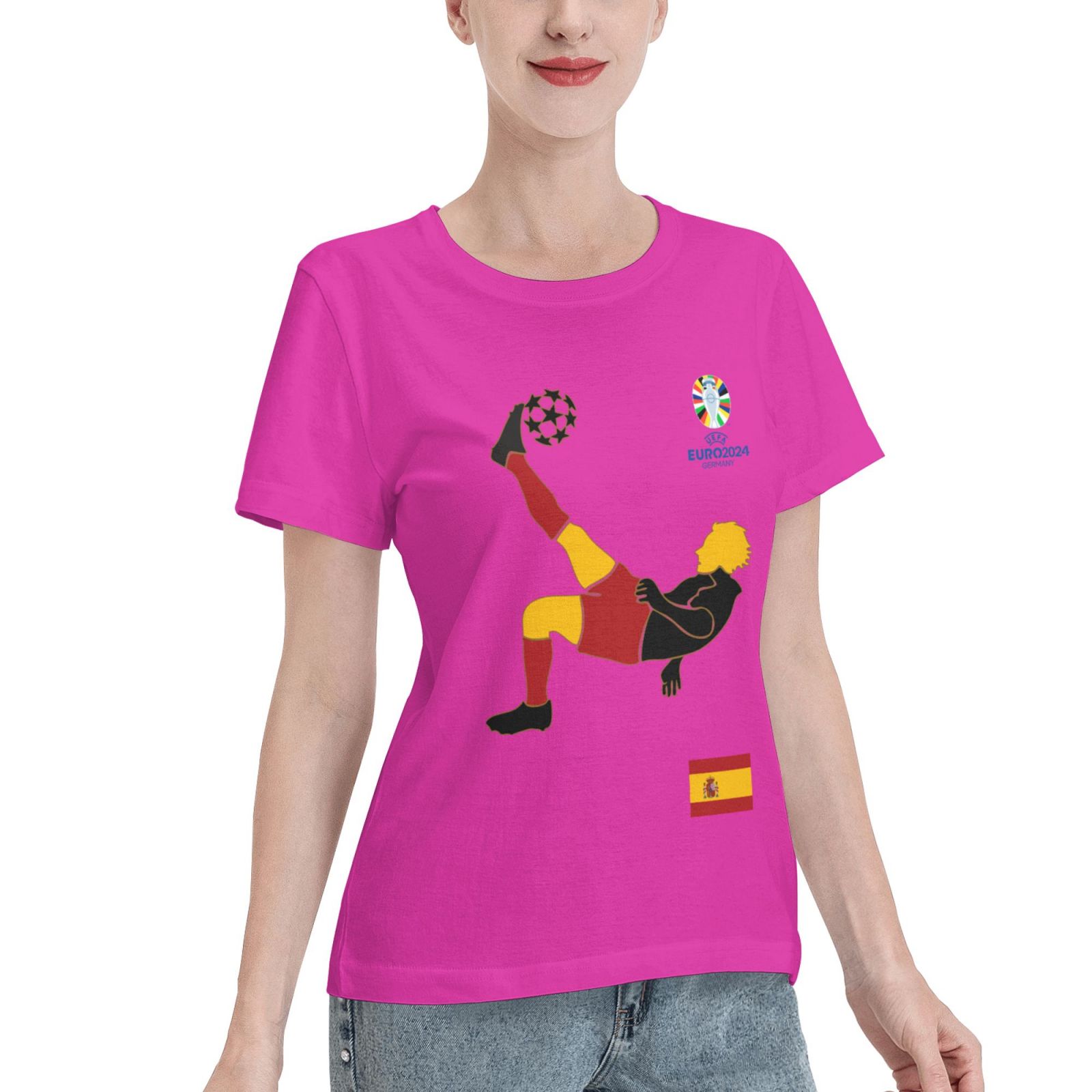Women's Spain EURO 2024 Basic Short Sleeve T-Shirt WBT1725
