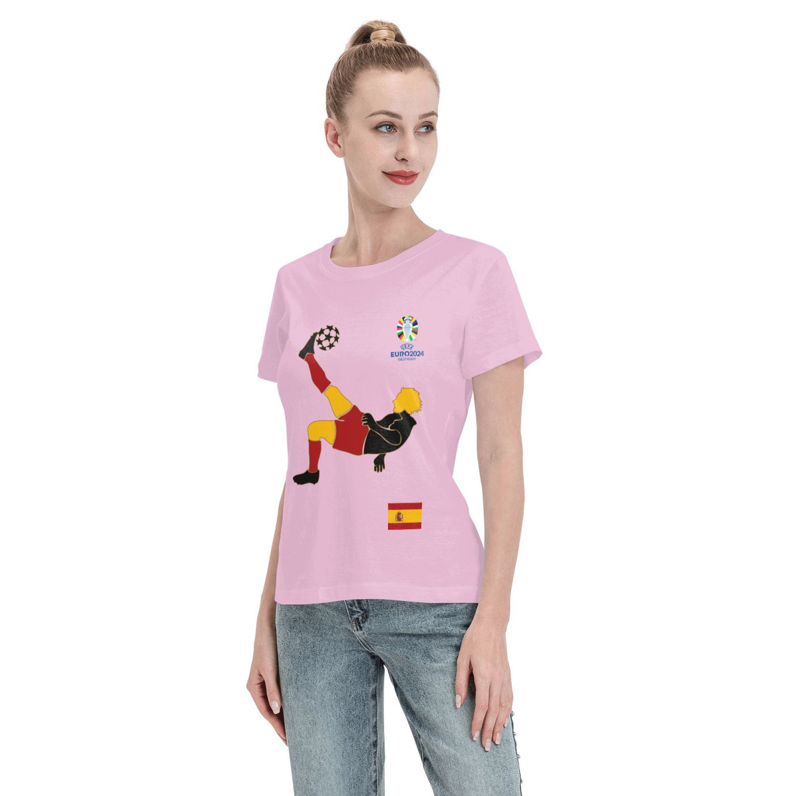 Women's Spain EURO 2024 Basic Short Sleeve T-Shirt WBT1725