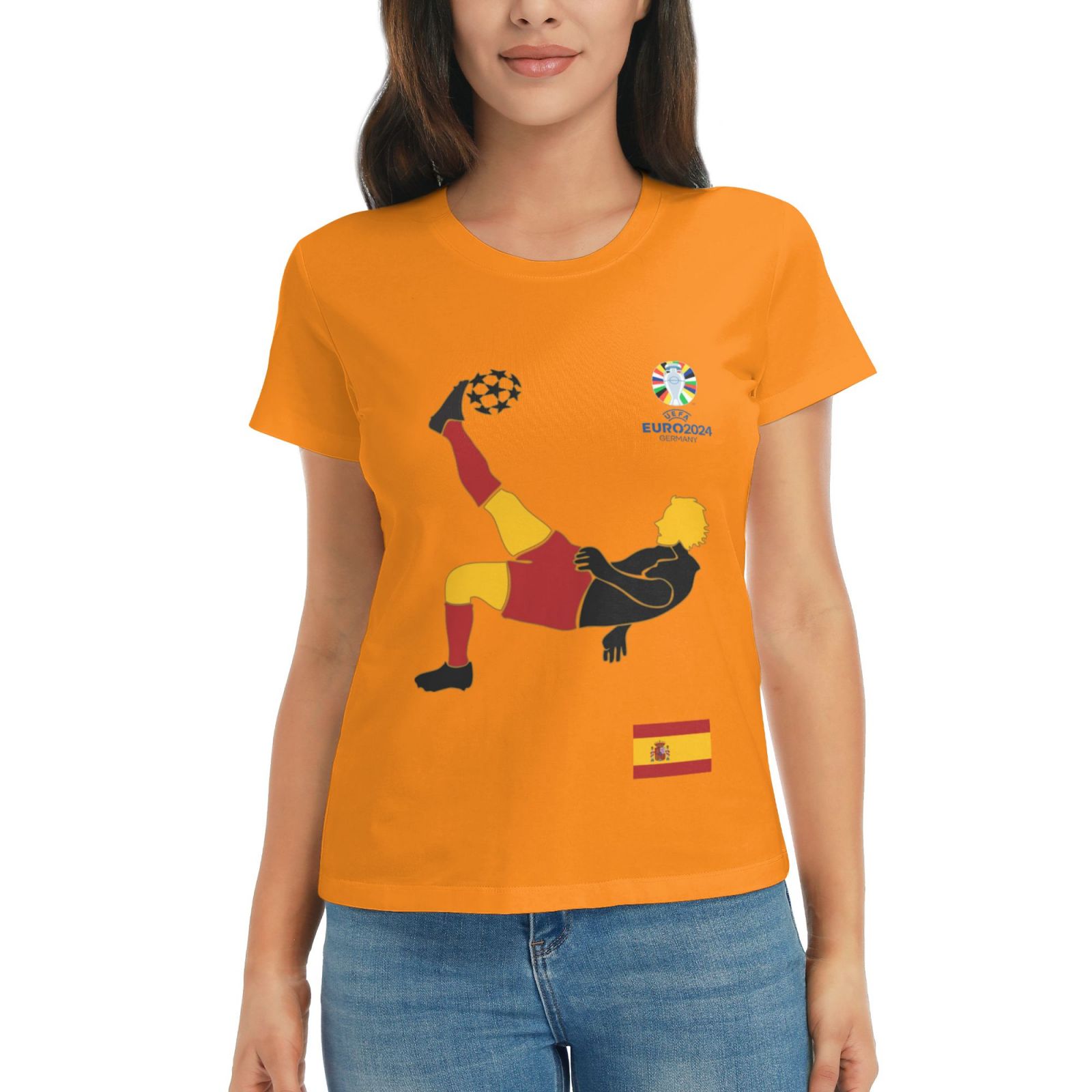 Women's Spain EURO 2024 Basic Short Sleeve T-Shirt WBT1725