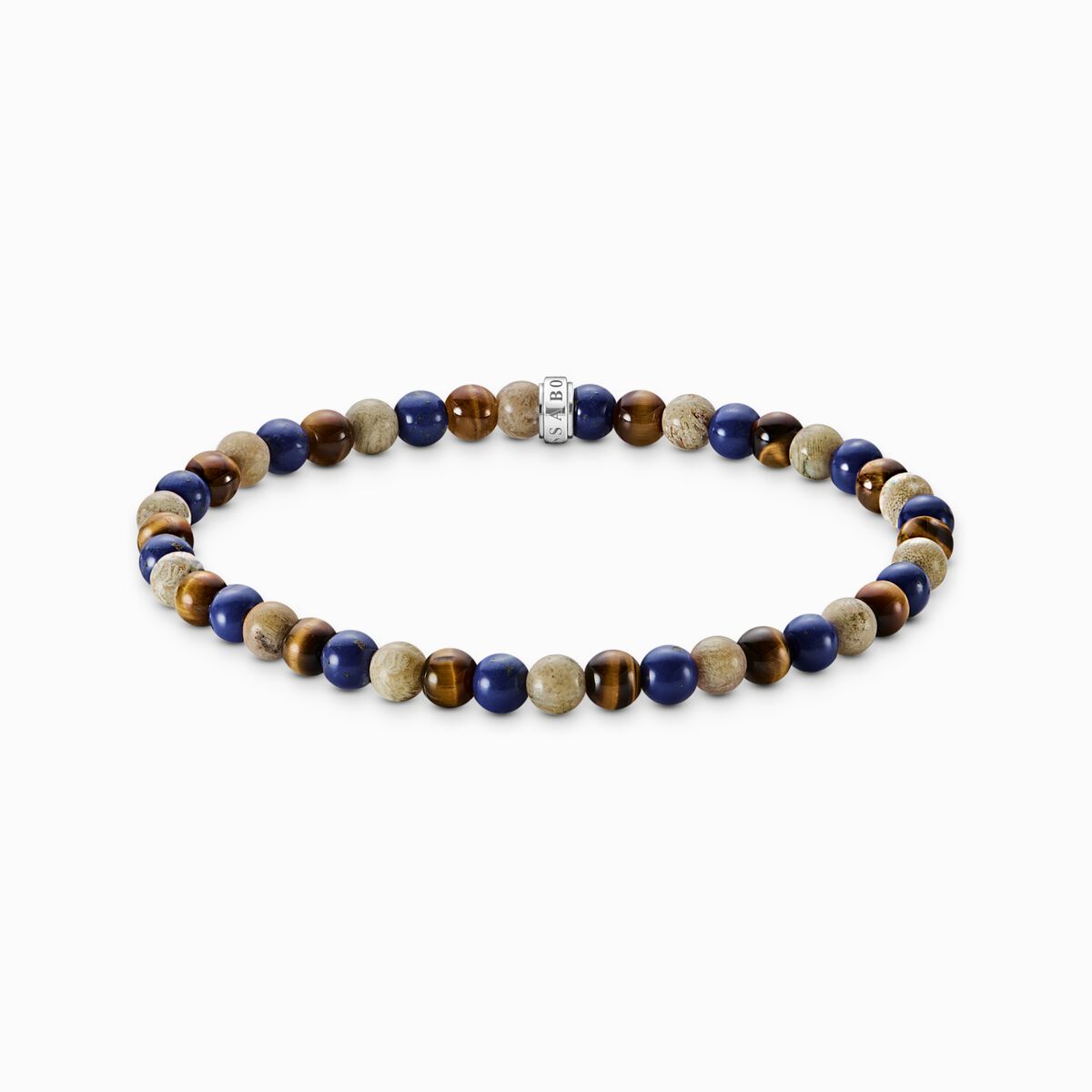 Bracelet with brown and blue beads 5 mm