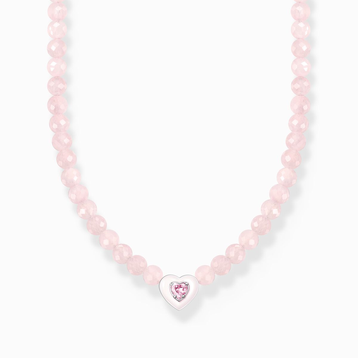 Choker heart with beads of rose quartz