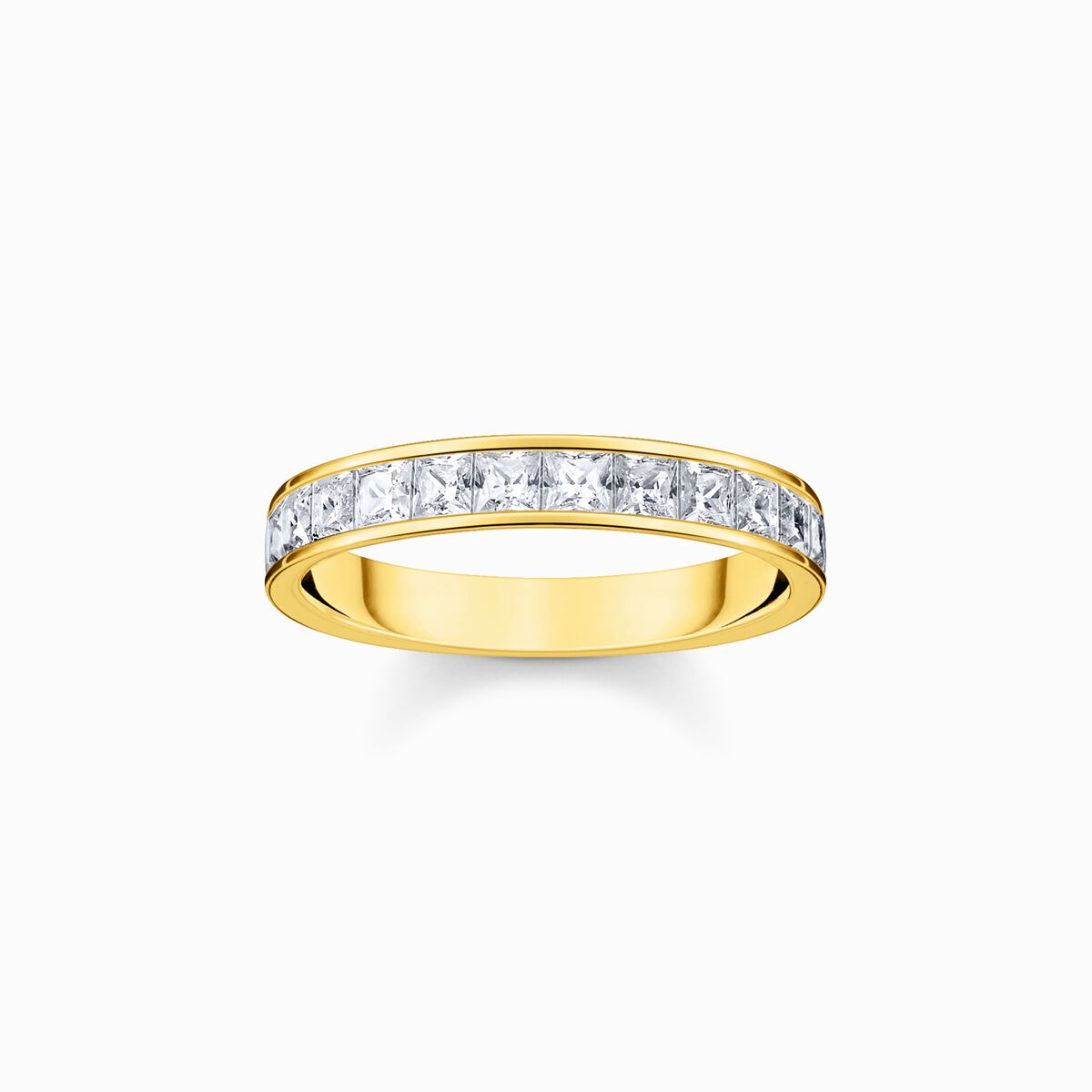 Ring with white stones pavé gold plated