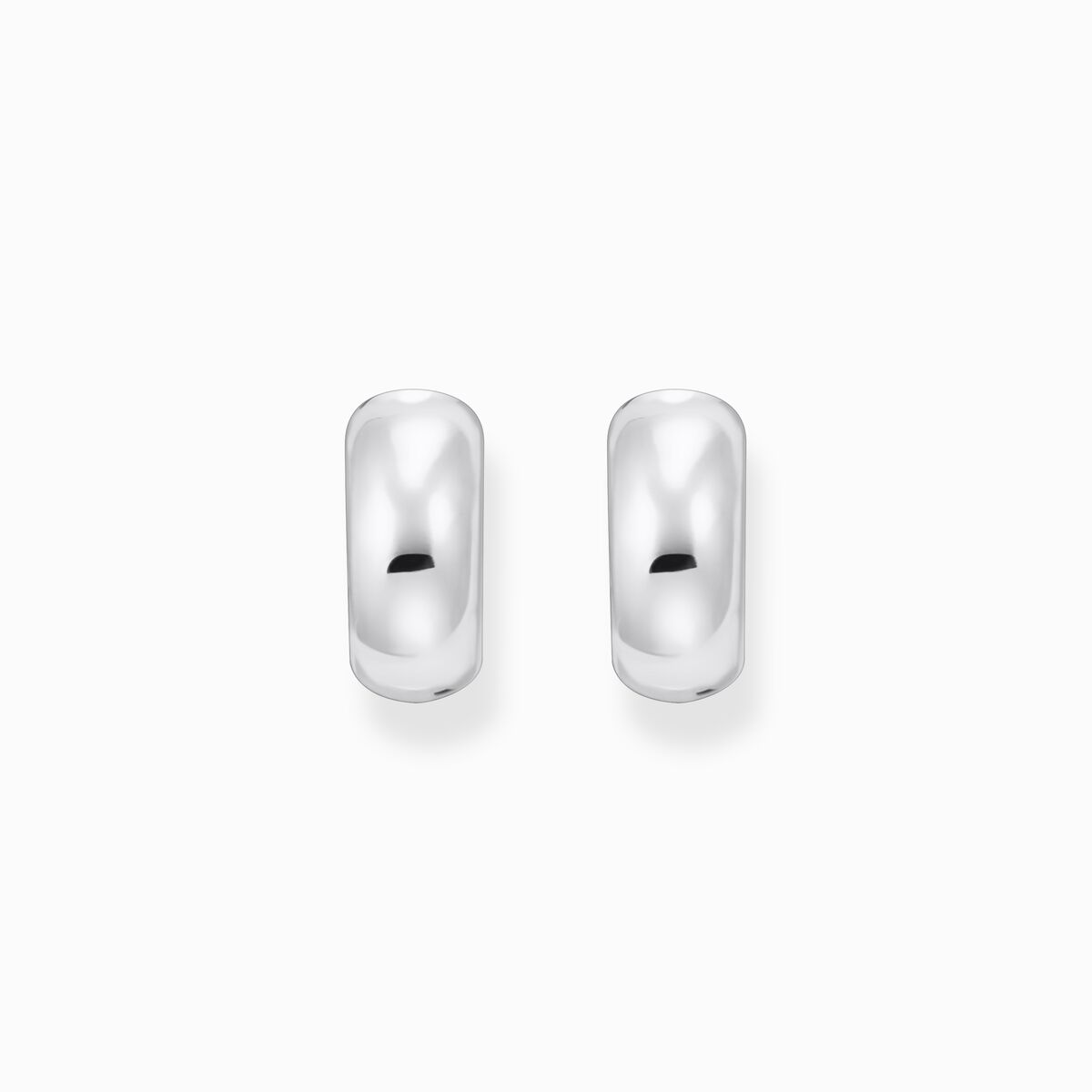 Small silver hoop earrings in chunky design