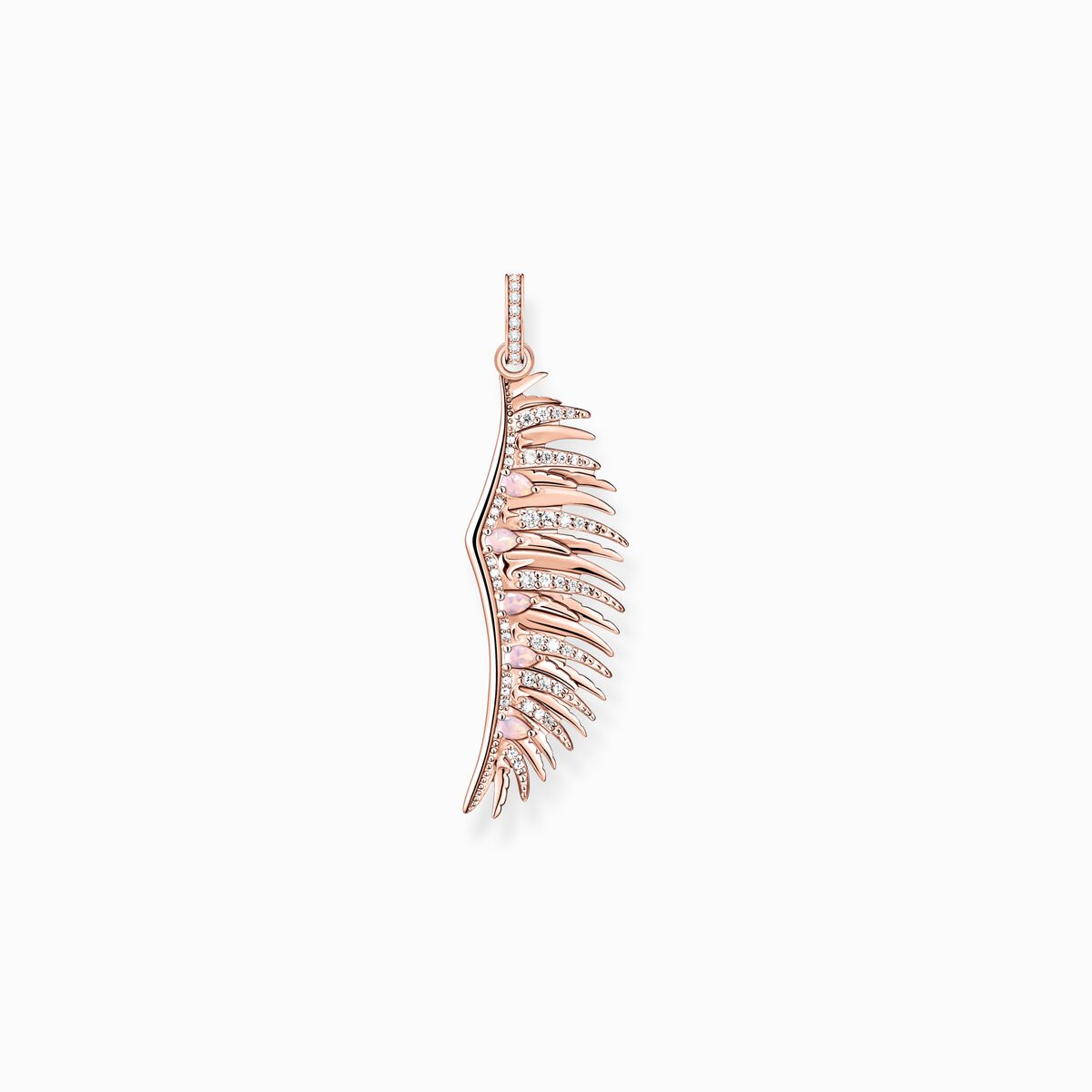 Pendant phoenix wing with pink stones rose gold