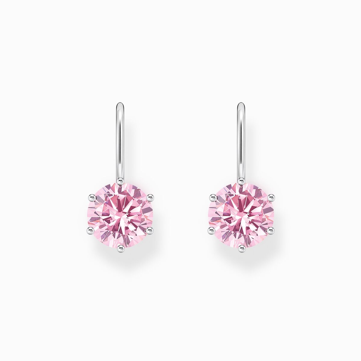 Silver earrings with pink zirconia