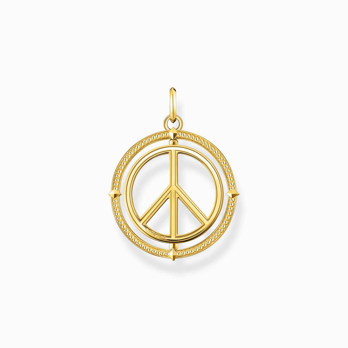 Gold plated pendant peace sign with coloured stones