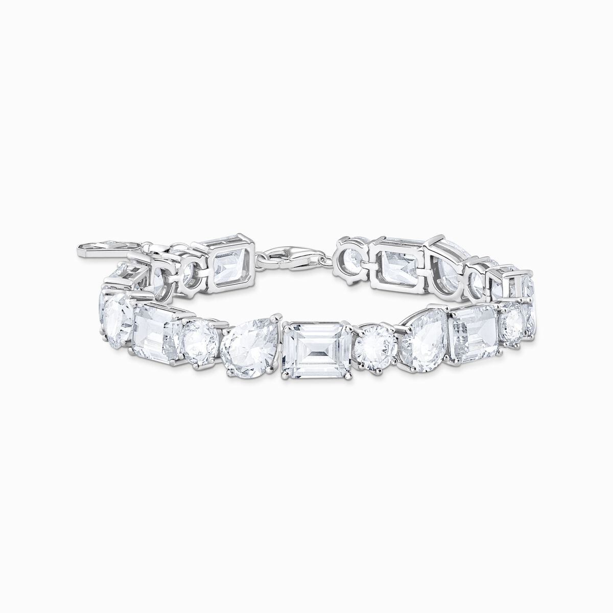 Silver tennis bracelet with 20 white zirconia stones