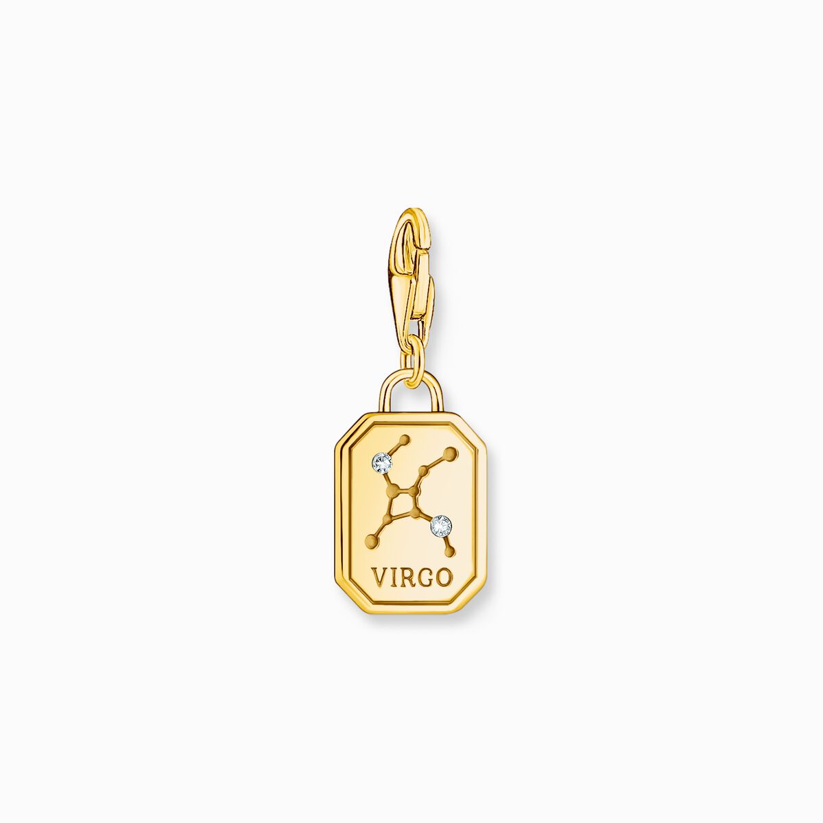 Gold-plated charm pendant zodiac sign Virgo with zirconia