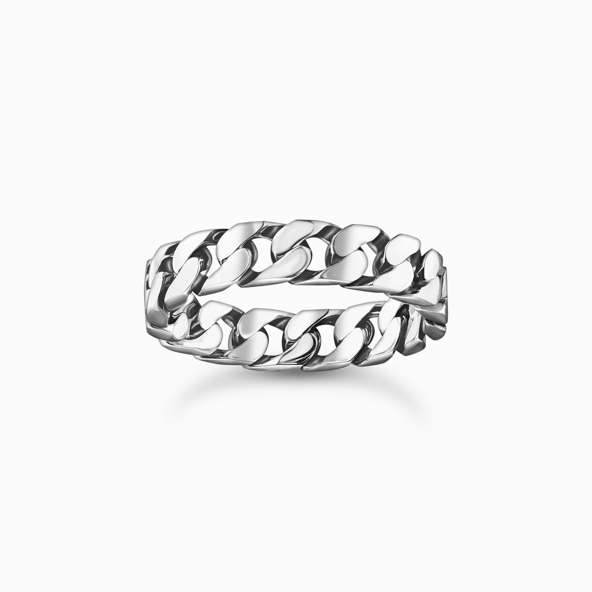 Silver ring with chain links