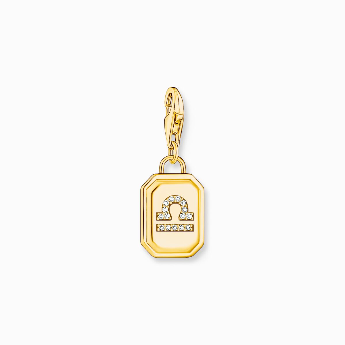 Gold-plated charm pendant zodiac sign Libra with zirconia