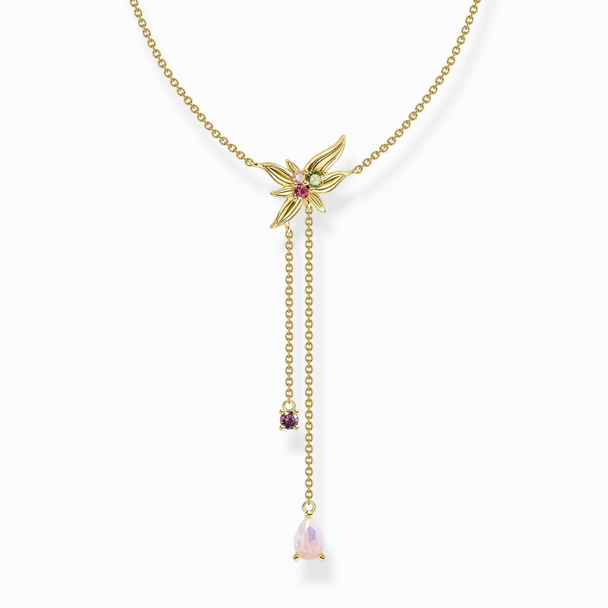 Necklace y-necklace flower gold