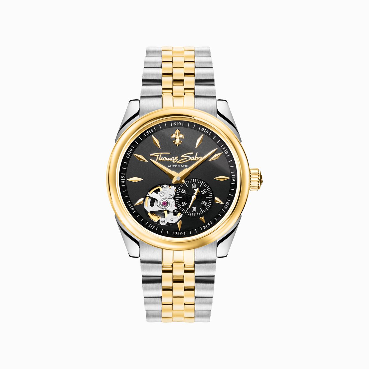 Bicolour automatic watch with 36 mm and lilies emblem