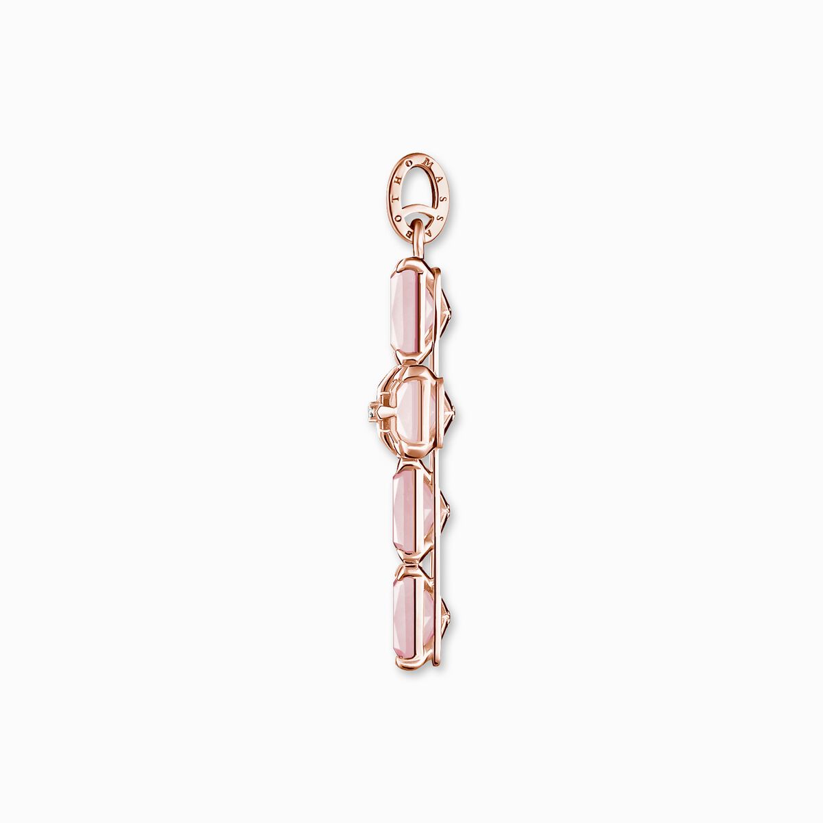 Pendant cross with large pink stones and star rose gold plated