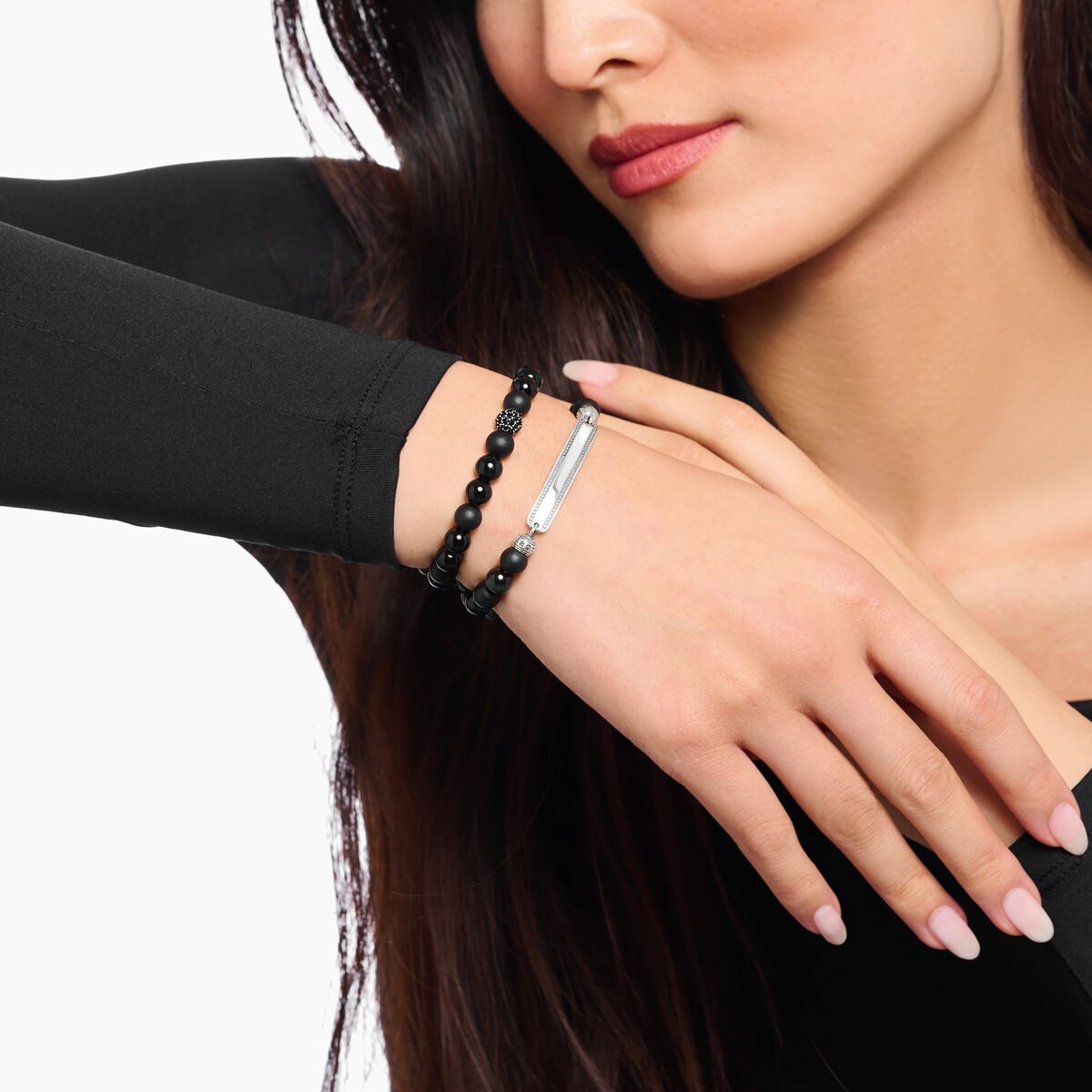 Black obsidian beads bracelet