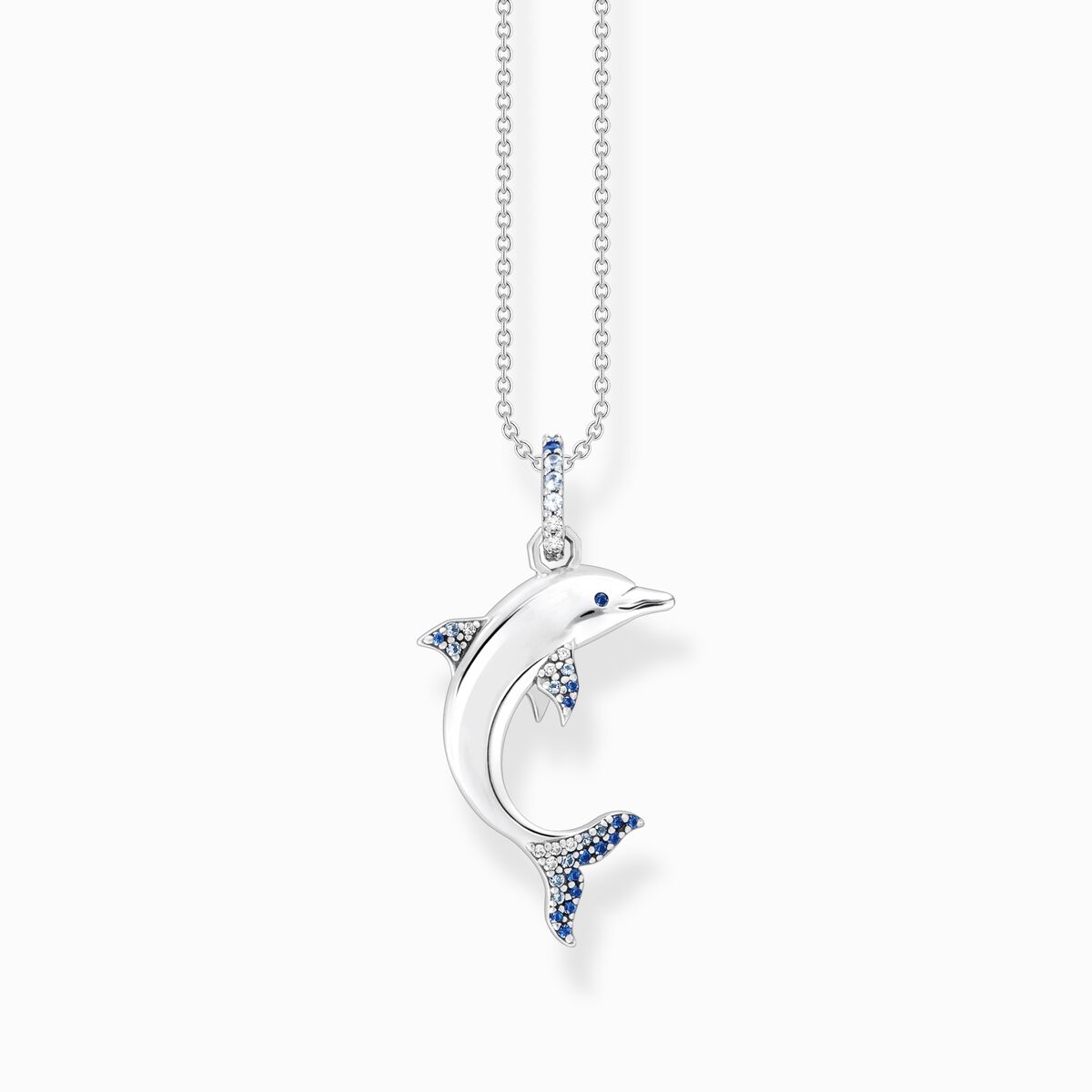 Necklace dolphin with blue stones
