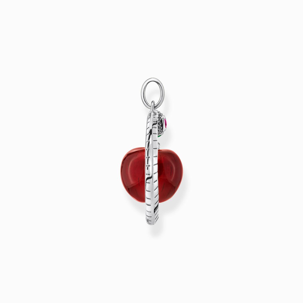 Pendant apple with snake silver