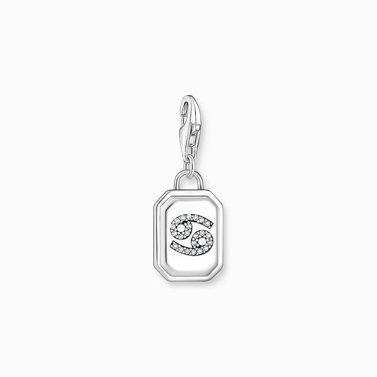Silver charm pendant zodiac sign Cancer with zirconia
