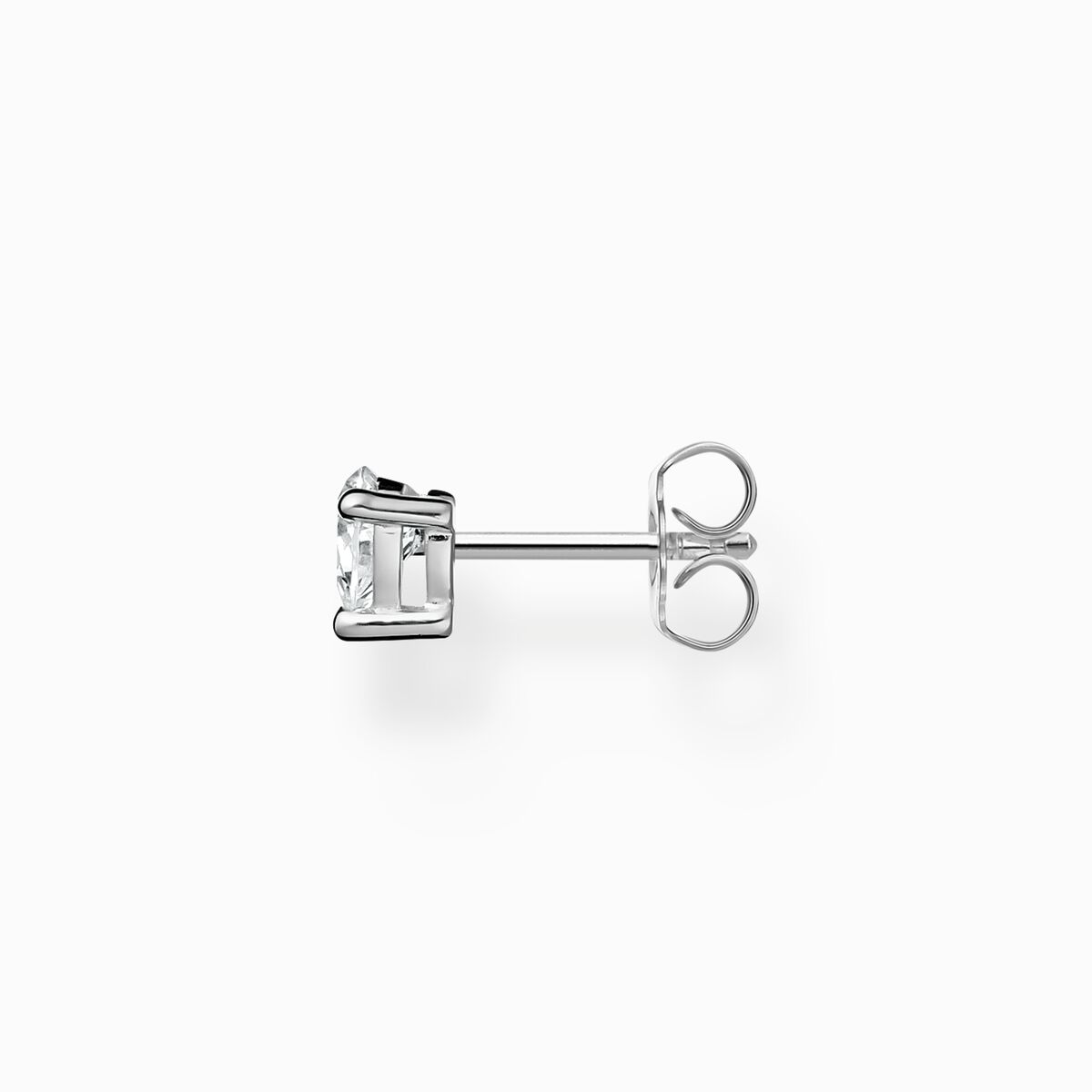 Single ear stud heart silver