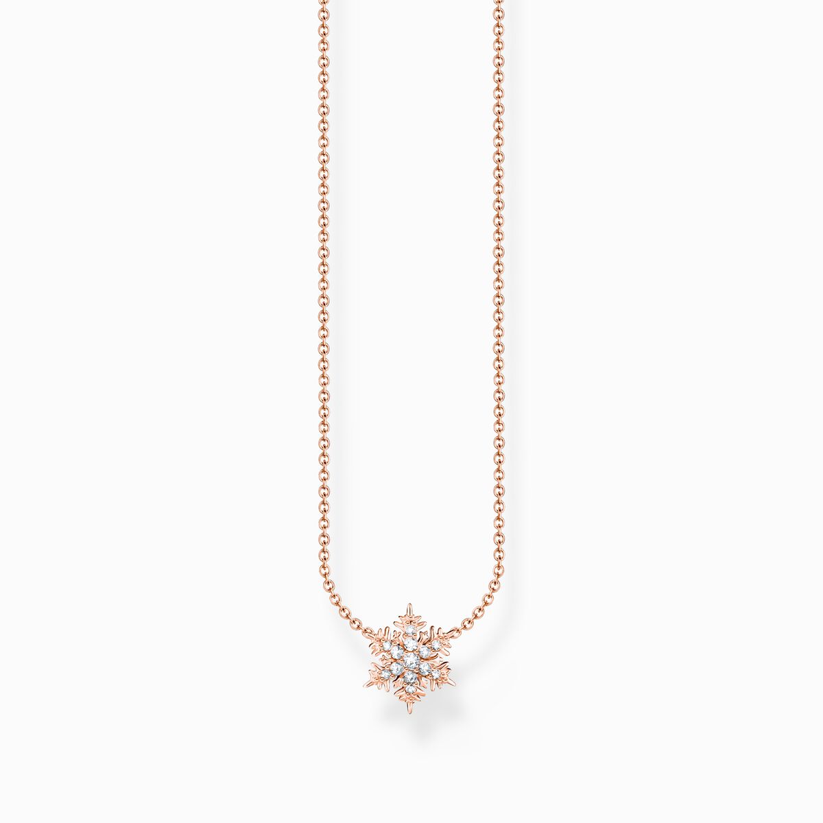 Rosé gold-plated necklace with snowflake and white zirconia