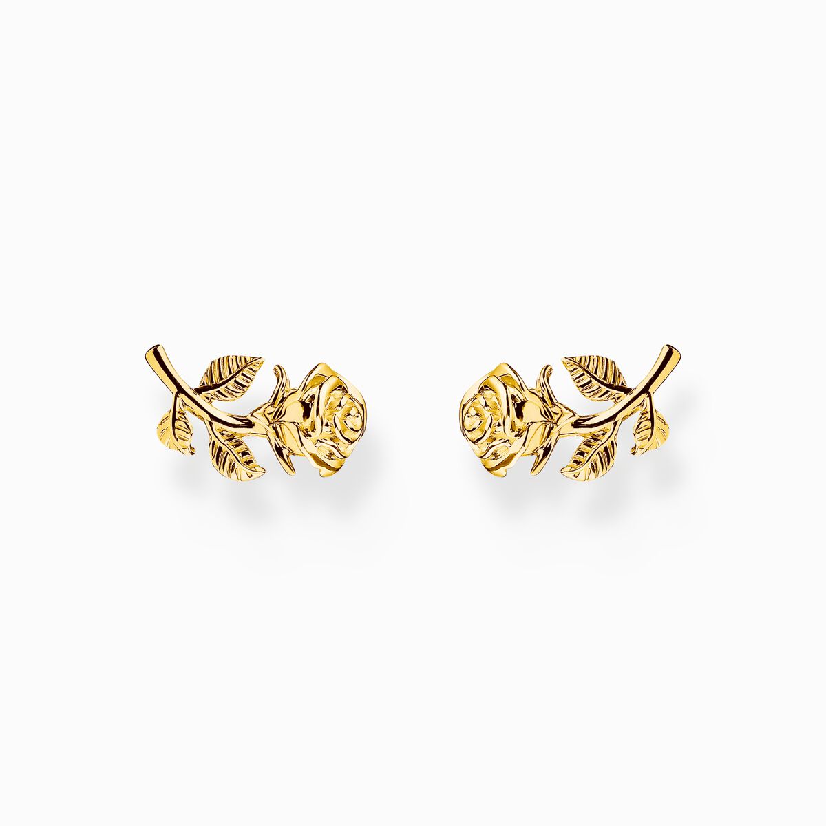Gold-plated ear studs Roses Romance