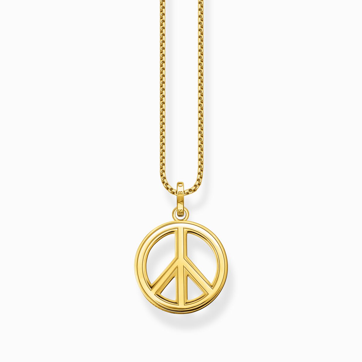 Gold plated necklace with pendant peace sign and coloured stones