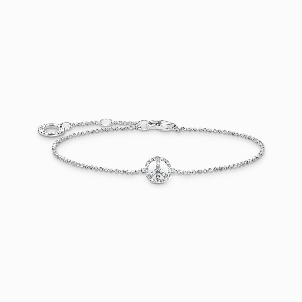 Bracelet peace with white stones silver