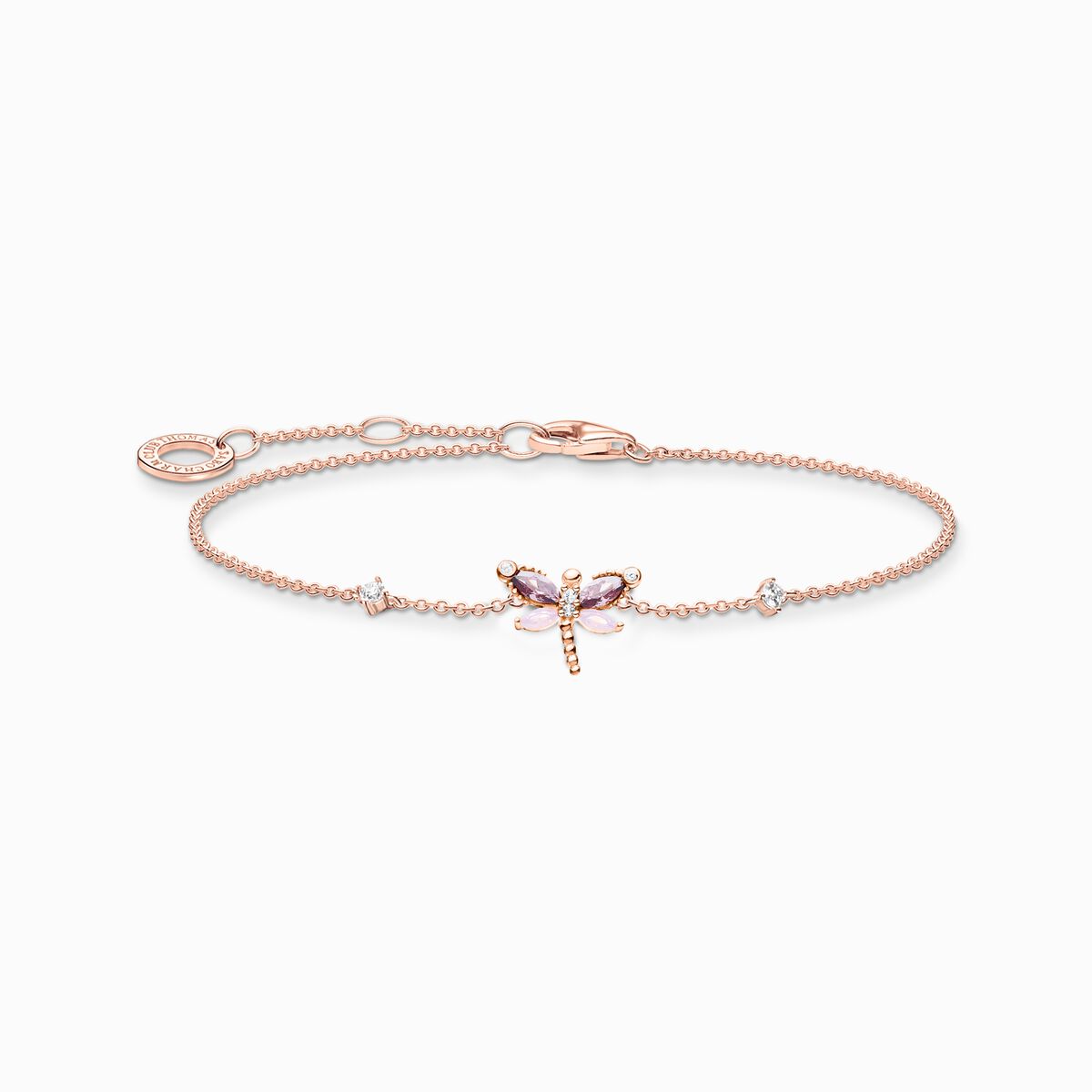Bracelet dragonfly with stones rose gold