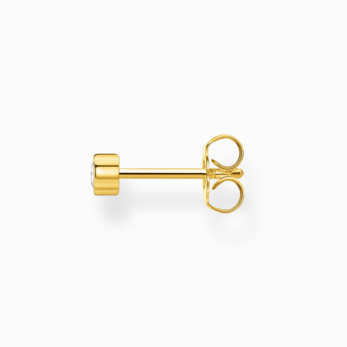 Single ear stud white stone gold