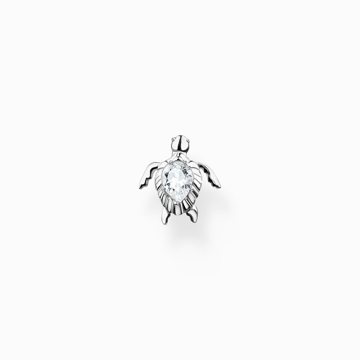 Single ear stud turtle silver