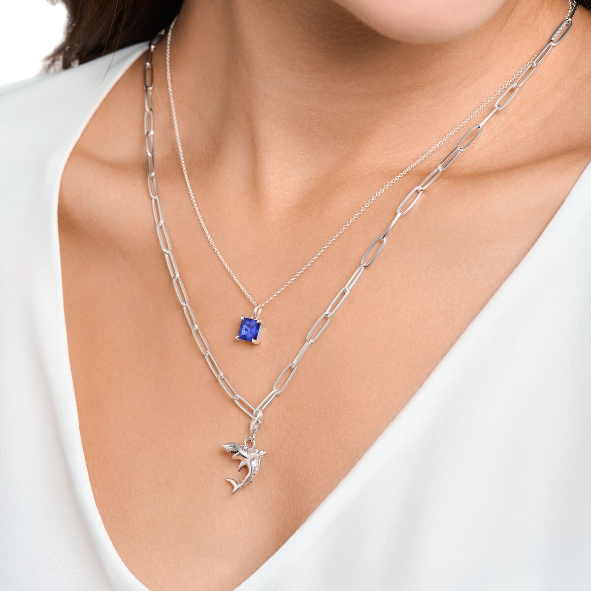Necklace with blue stone silver
