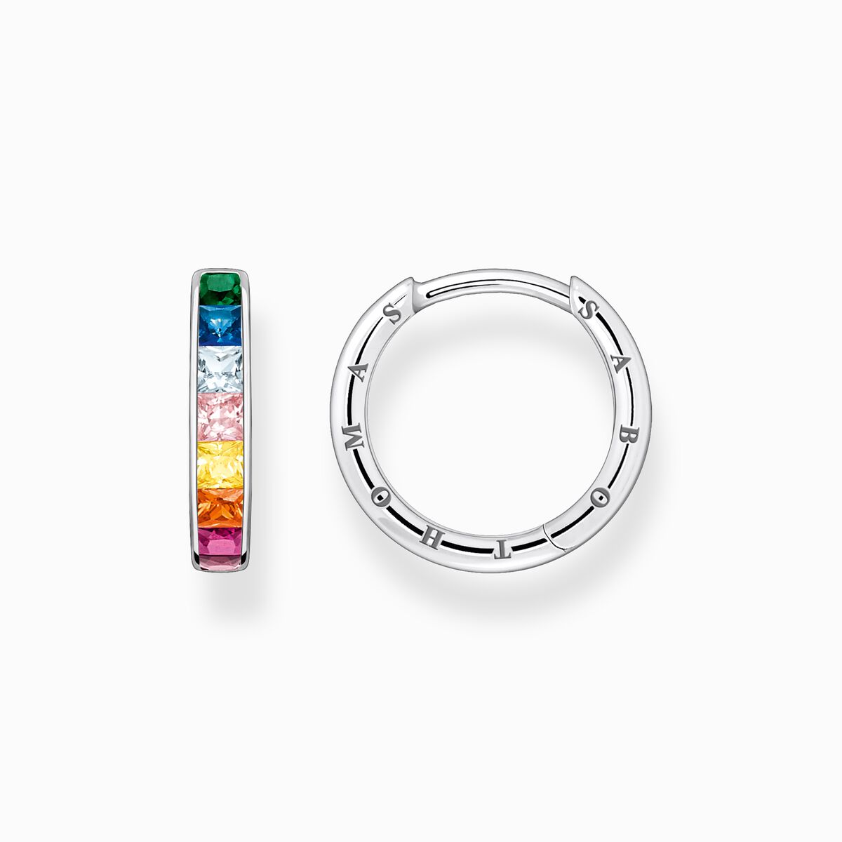 Hoop earrings with colourful stones pavé silver