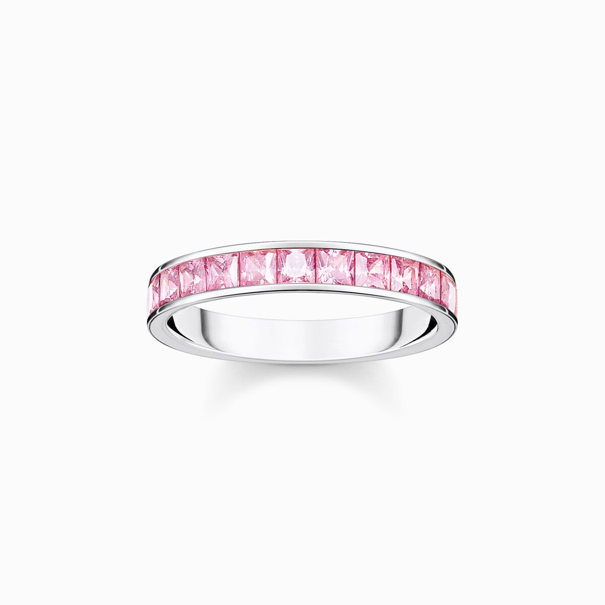 Ring with pink stones pavé silver