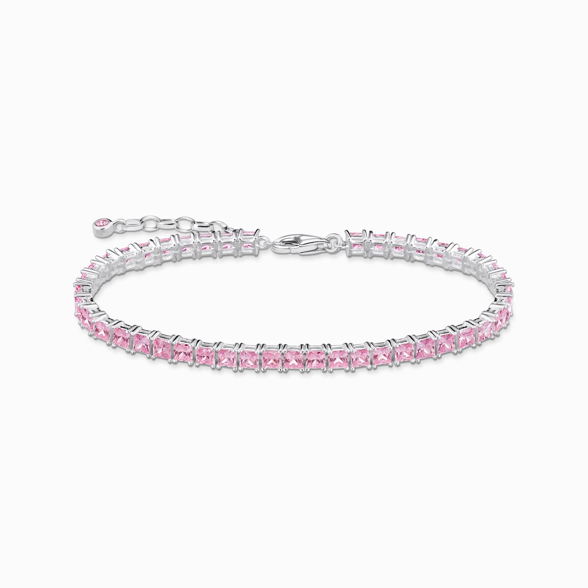 Tennis bracelet with pink stones silver