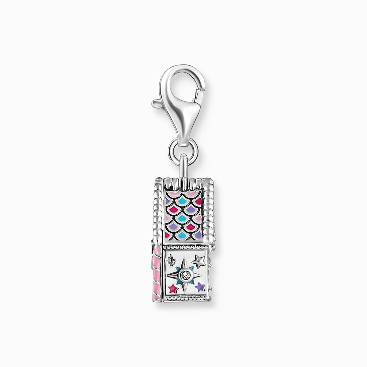Silver gingerbread house charm pendant