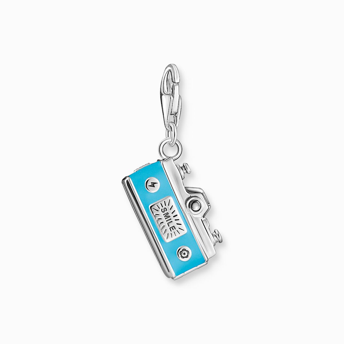 Charm pendant turquoise retro camera silver