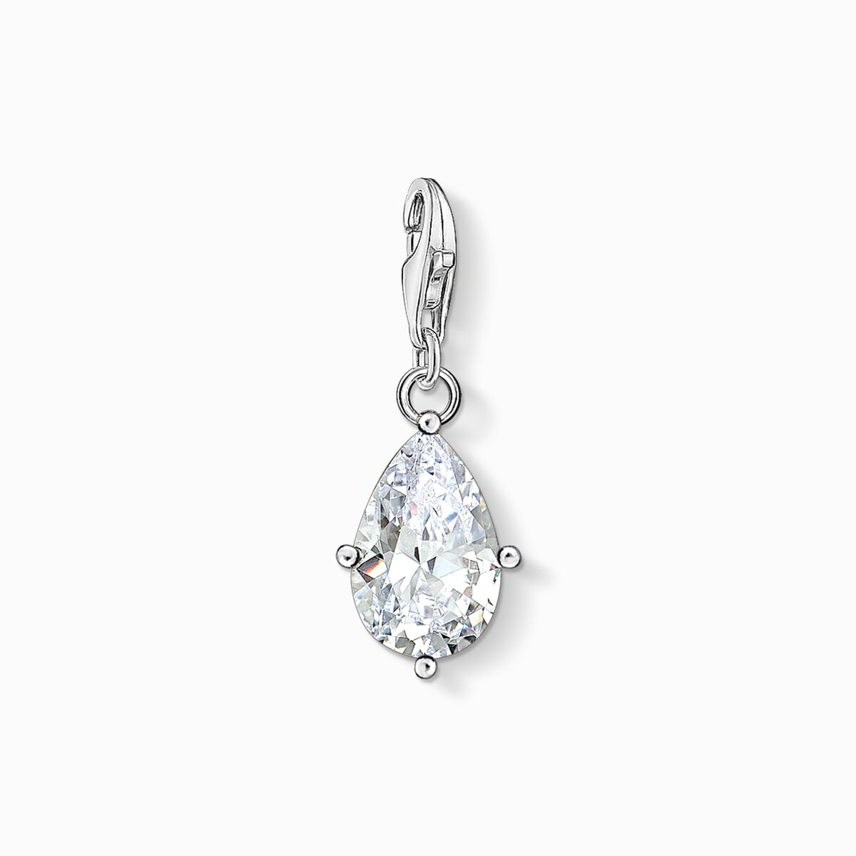Charm pendant white stone droplet