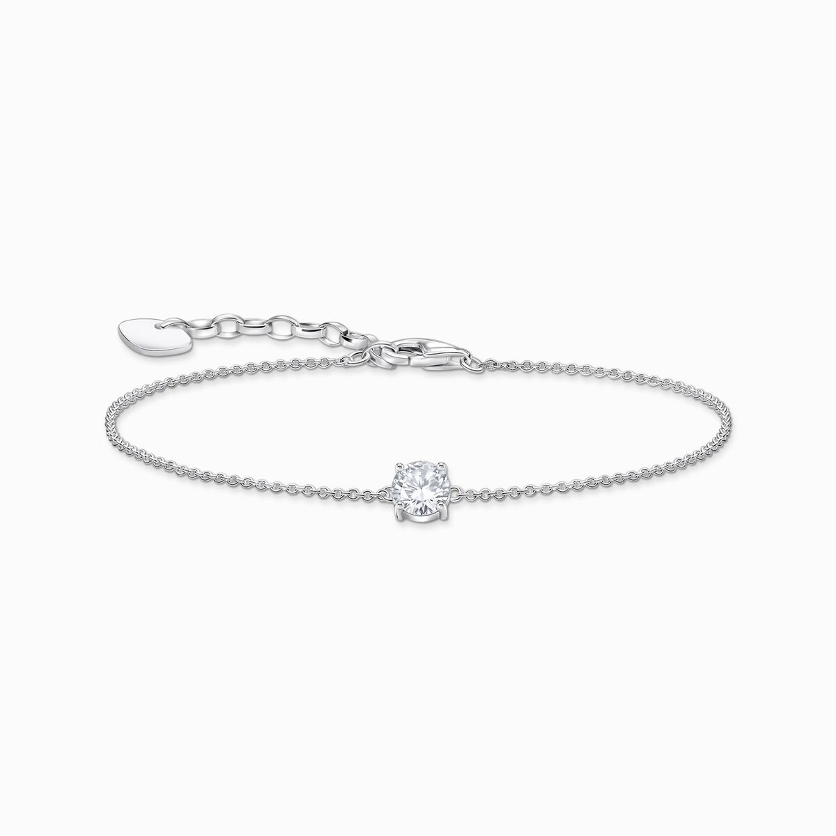 Silver bracelet with white zirconia pendant