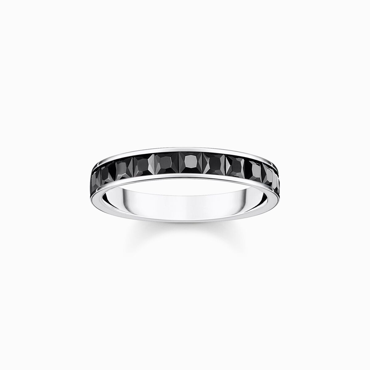 Ring with black stones pavé silver