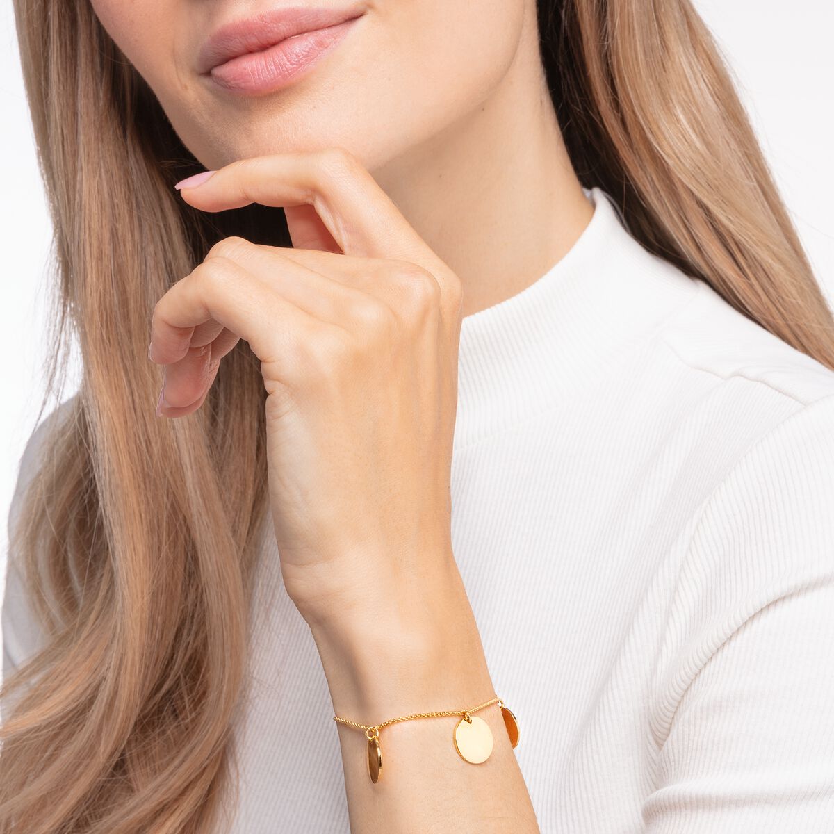 Bracelet with three discs gold