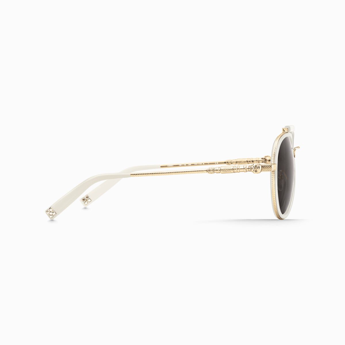 White sunglasses HARRISON aviator-shaped with grey lenses