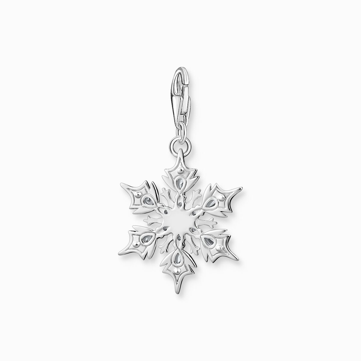 Charm pendant snowflake with blue stones silver