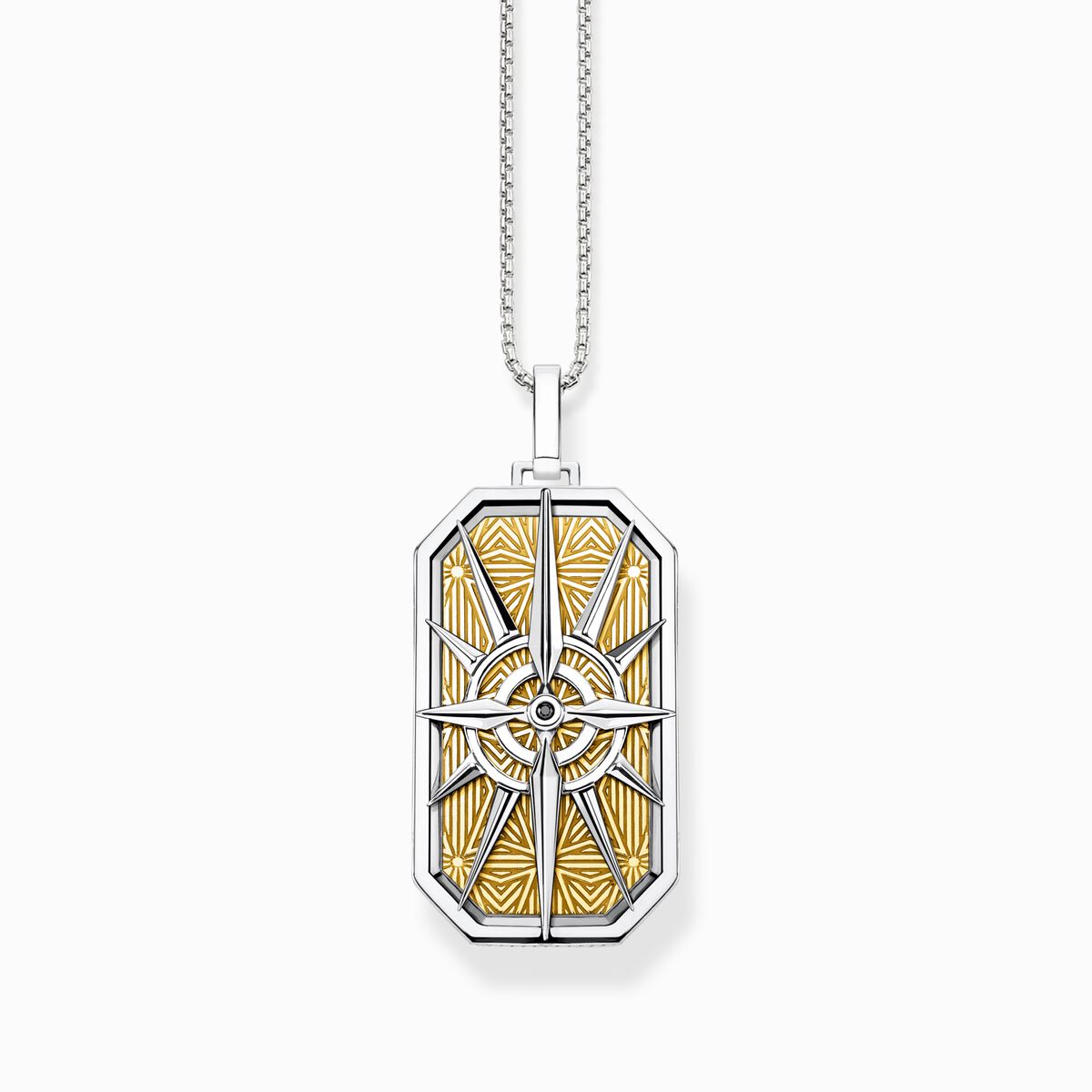 Jewellery set necklace compass gold and silver