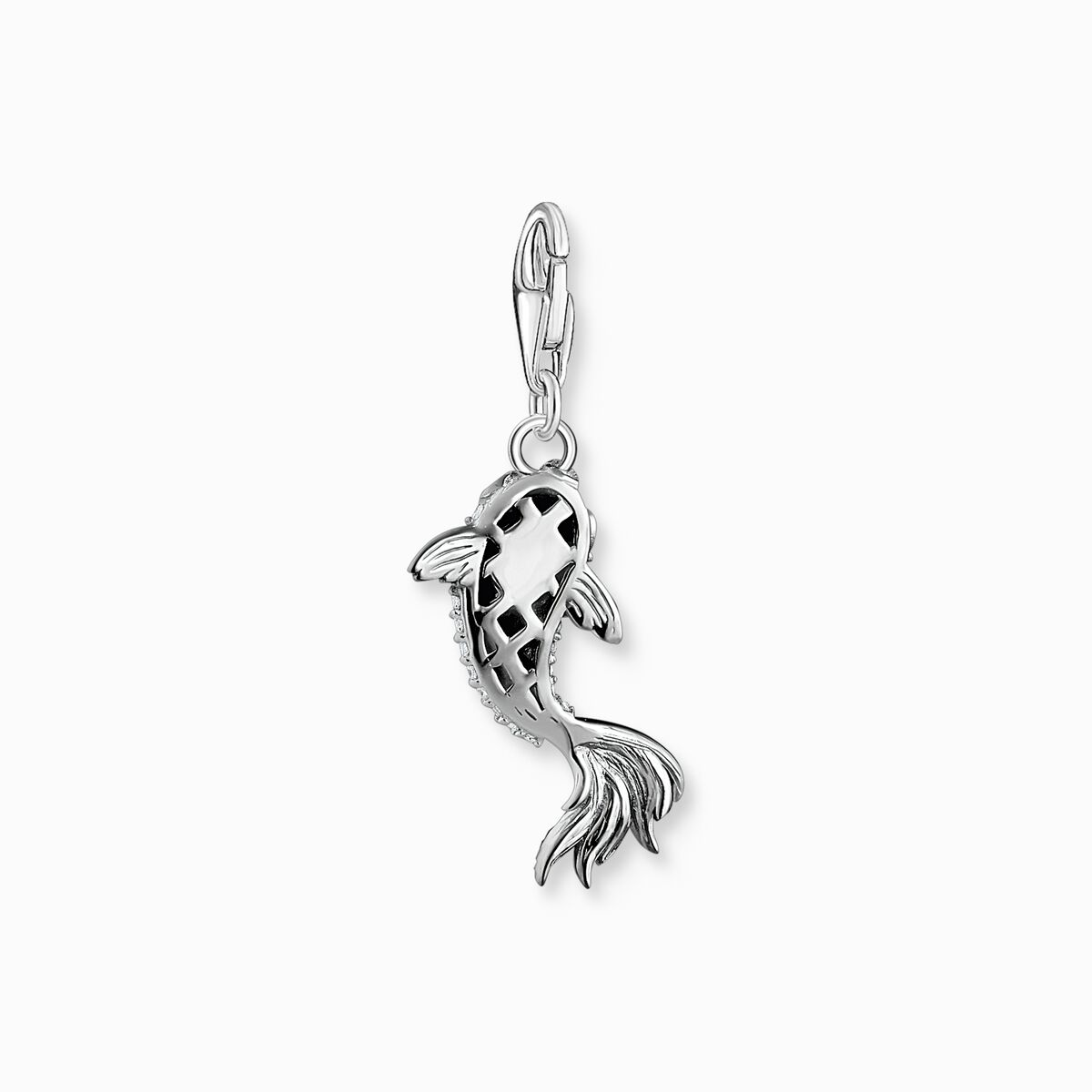 Charm pendant koi with zirconia stones silver