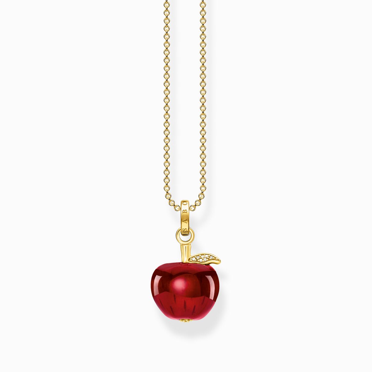 Necklace with red apple gold plated